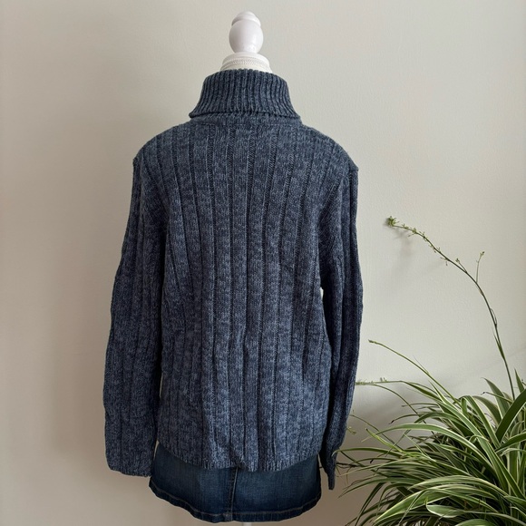vintage blue chunky cableknit turtleneck sweater - Picture 7 of 8